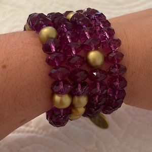 Purple and Gold Color Beaded Bracelets